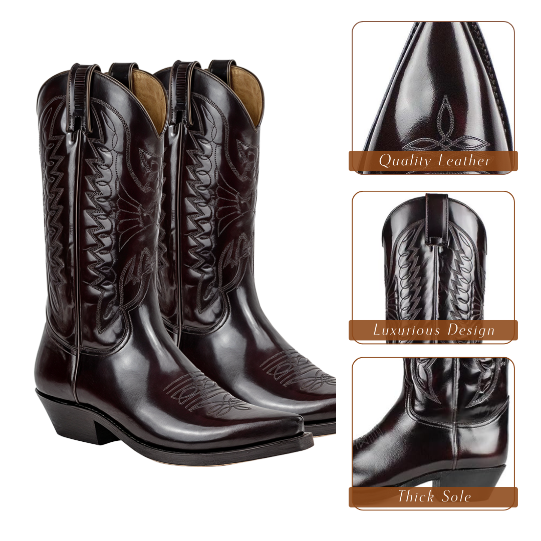 High Heel Pointed Toe Leather Boots