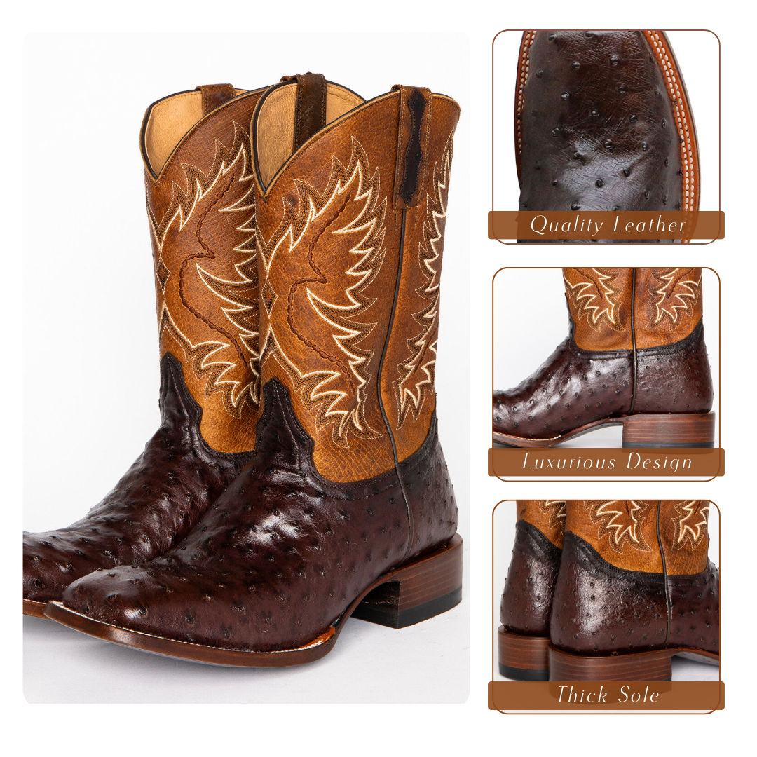 Mid-calf Embroidered Leather Boots
