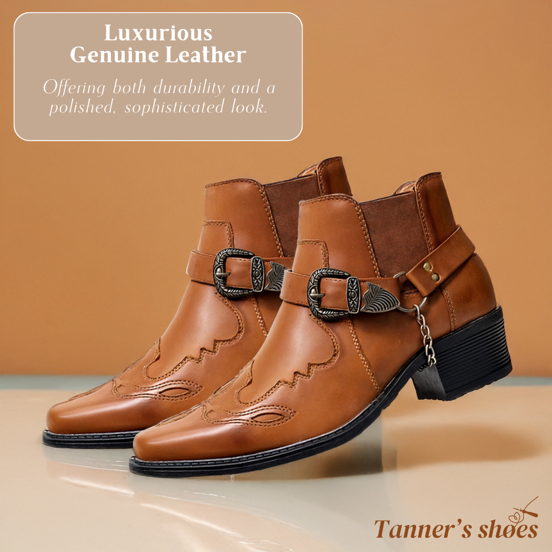 Pointed Toe Chain Buckle Cowboy Boots