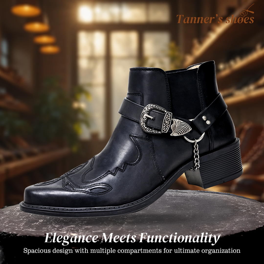 Pointed Toe Chain Buckle Cowboy Boots