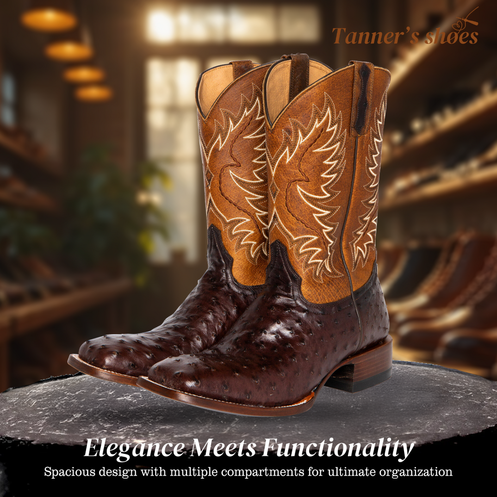Mid-calf Embroidered Leather Boots