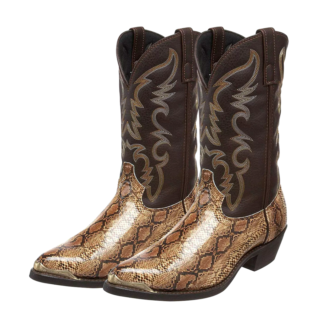 Embroidered Snakeskin Style Western Boots