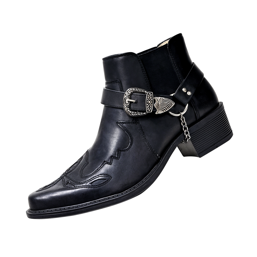Pointed Toe Chain Buckle Cowboy Boots