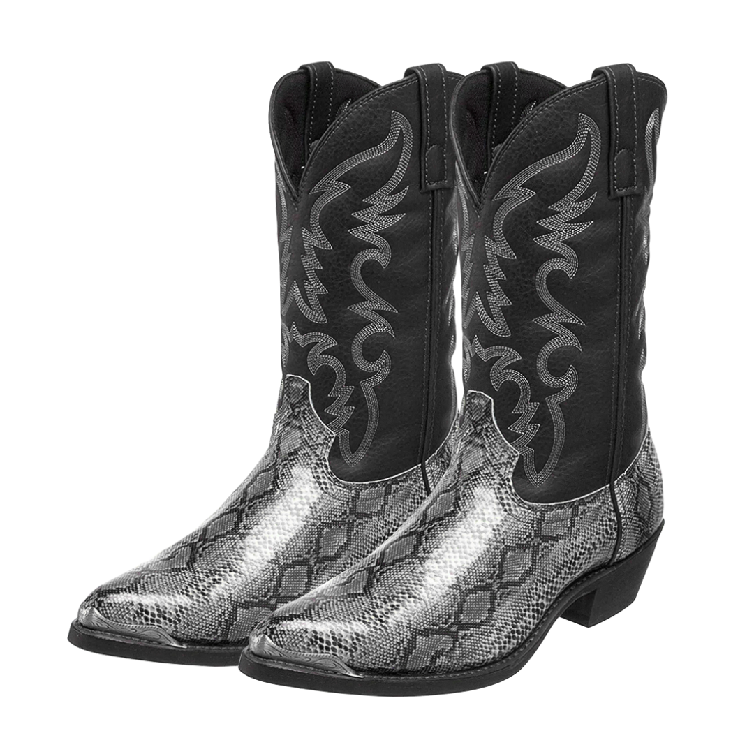 Embroidered Snakeskin Style Western Boots